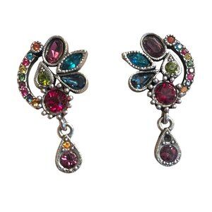 Patricia Locke Masque Handmade Crystal Earrings Silver Toned 2009 NWD